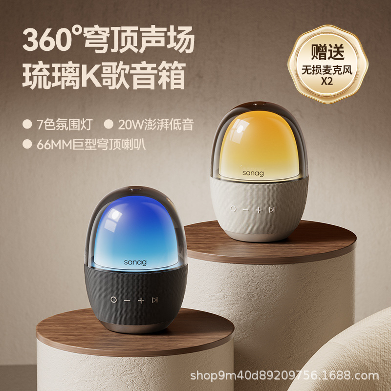 Sanag [Voice of Berlin] Bluetooth Speaker with Plug-In Card Integrated Karaoke Sound Card Microphone Speaker V33