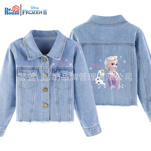 Disney Children's Wear Girls High Street Denim Jacket 2022 Autumn New Children's Stylish Fashion Denim Clothes Autumn