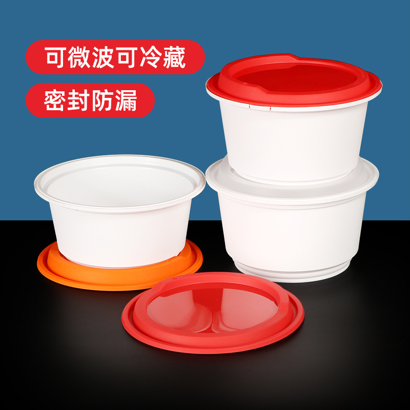 Lvbaokang caja de embalaje desechable tazón hebilla antirrobo lonchera caja de plástico gruesa redonda para llevar con tapa al por mayor