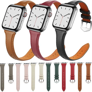 适用苹果手表表带AppleWatch78se ultra小蛮腰瘦身iWatch真皮表带