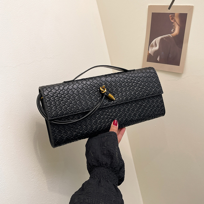 2025 New Cross-Border Woven Baguette Crossbody Bag Vintage Texture Handbag Simple Luxury Shoulder Bag - Thumbnail 4