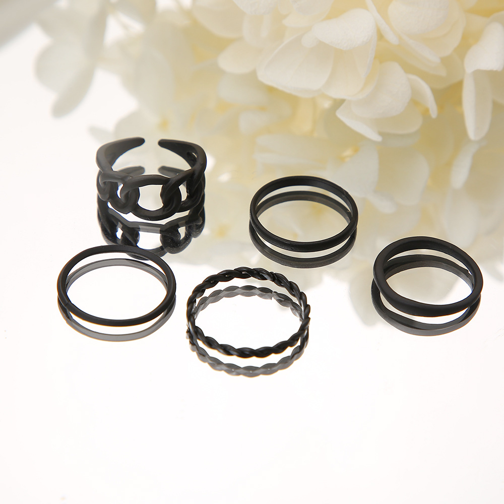 Fashion Solid Color Alloy Plating Unisex Rings 5 Pieces