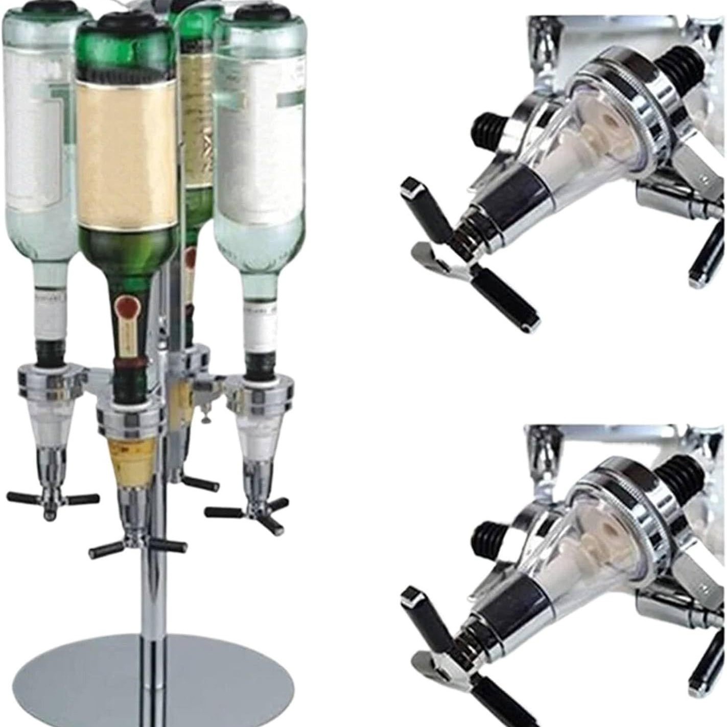 Dispartidor de vino tinto de cuatro extremos, estante de vertido giratorio de vino de cuatro extremos, dispensador cuantitativo de vino de cuatro extremos, herramienta de mezcla de cóctel giratoria