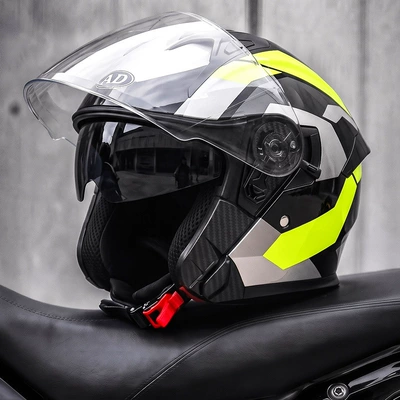 AD electric motorcycle helmet for men and women, suitable for all seasons, 3C certified, three-quarter half helmet for scooters and motorcycles (Motosiklet kaskı (dəbilqə)) - yellow-shadow-blade-l58-59-head-circumference