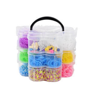 12 Colors 4500 Leather Loops Plum Blossom Three-Layer Rubber Band Satchel Toy Cross-Border Braided Rainbow Rubber Band