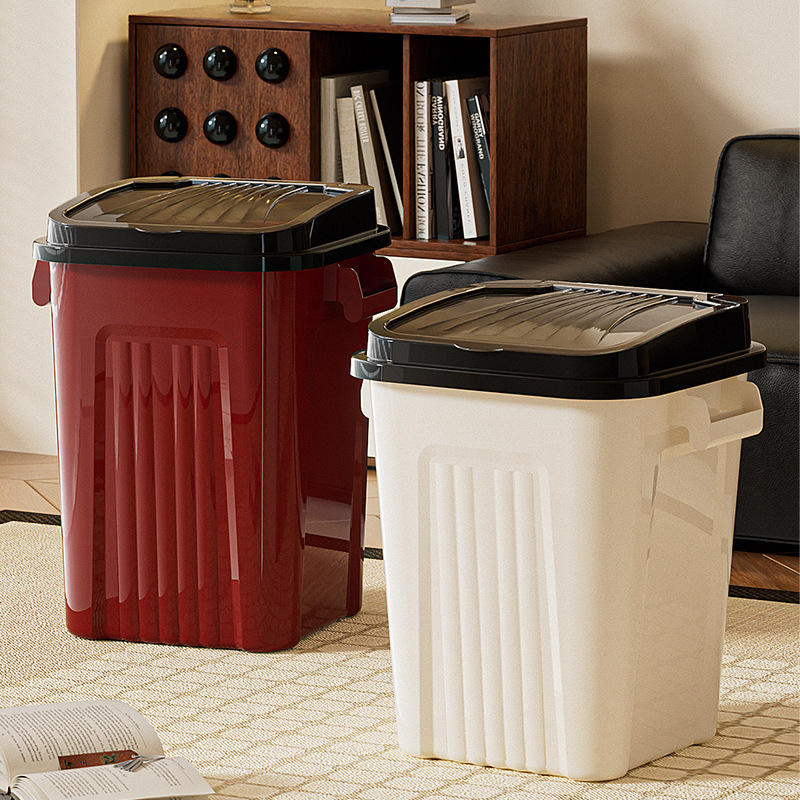 Thickened Gap Flip Lid Trash Can for Home Bedroom, Large Lidded Storage Bin for Living Room and Bathroom, Kitchen Lidded Wastebasket