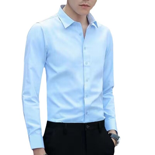 Summer white shirt, men's long-sleeved shirt, figure-fitting, Korean youth solid color, short-sleeved, inch shirt, men's business work tooling