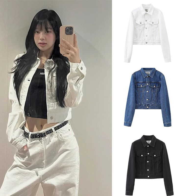 Korean Casual High-End Rr Short Style 26 Early Spring New Denim Jacket for Women, Washed Vintage Lapel Cardigan Jacket