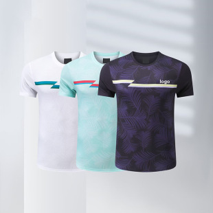 2025 New Style ~ Summer Short-Sleeved Sports Round Neck Men's and Women's Couple T-Shirts New Printed Badminton Tops