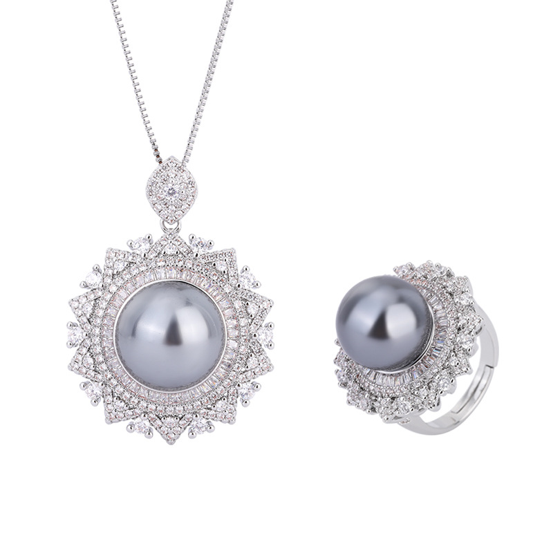 Zhuang Sheng joyas con incrustaciones gris rebordear moda coreana hecha a mano diamante redondo de lujo traje 16 mm124mm