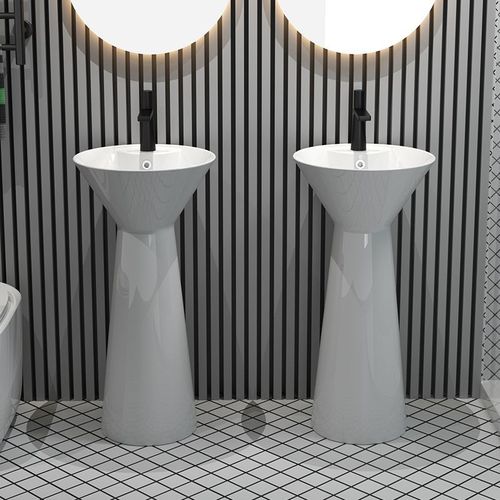 3x column basin bathroom outdoor integrated basin courtyard integrated wash basin ceramic integrated column basin column style