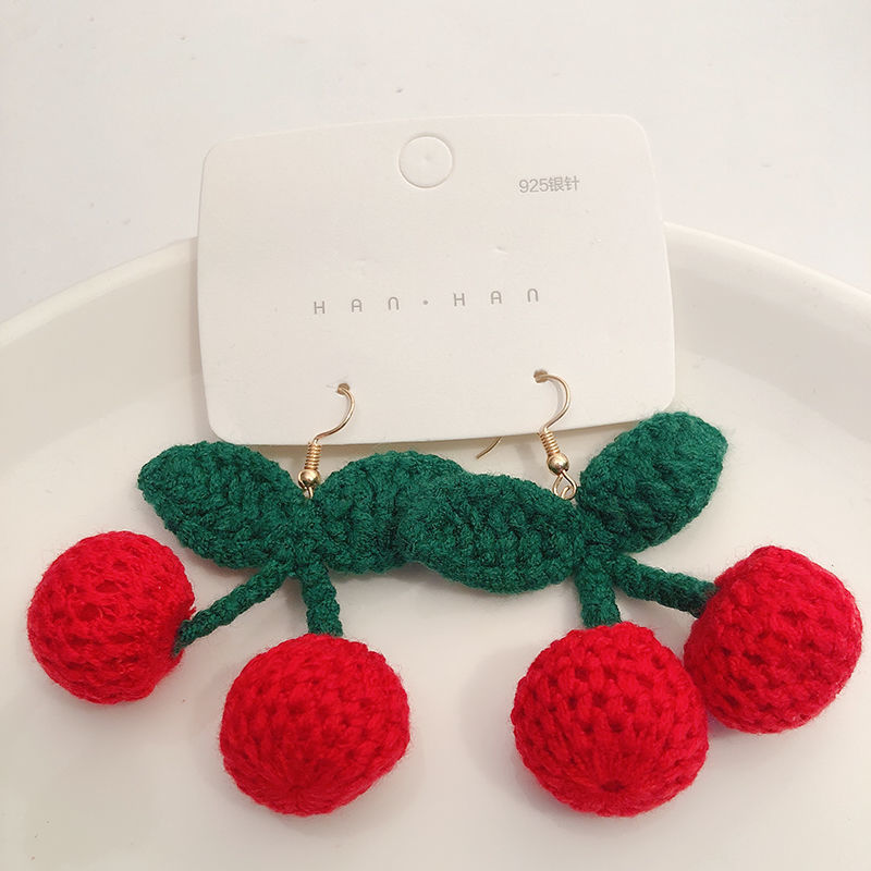 Earrings Classification Sweet Cherry Plush Women's Earrings 1 Pair