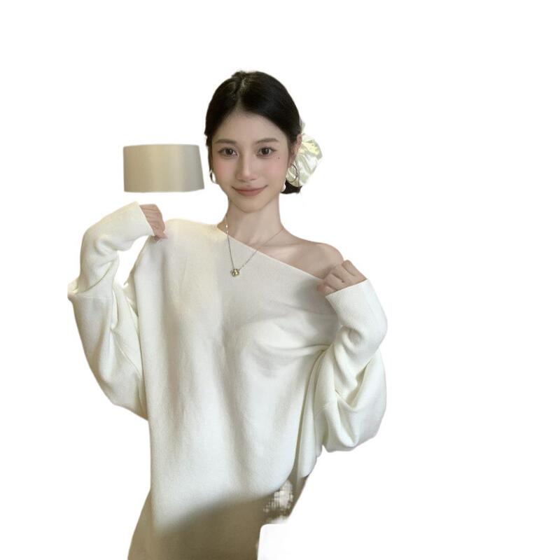 新款宽松蝙蝠袖毛针织女秋冬软糯慵懒感百搭上衣奶杏色卡其色咖色|undefined