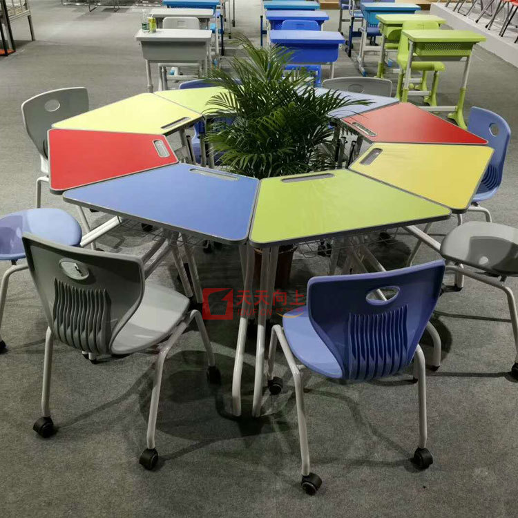 Classroom Desk Multi-functional Combination Splicing Table Creative Trapezoid Art Painting Table Desktop Foldable Training Table