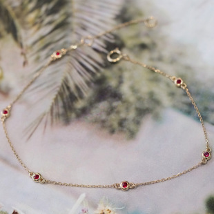 18K Gold Natural Colored Treasure Bubble Bracelet Au750 Gold Sapphire Ruby ​​Emerald Accessible Luxury Hand Jewelry for Women Wholesale