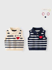 Soft Baby Polo Cardigan with Stripes for Spring and Autumn, Children's Knitted Cardigan, Category A Infant Cardigan for Autumn