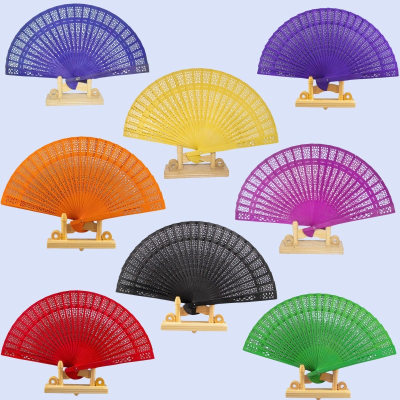 Ventilador de madera de mujer ventilador de madera plegable hueco ventilador de boda clásico ventilador de madera mujer puede hacer LOGO
