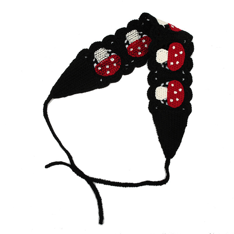 Francia cereza toallas triangulares mujeres primavera y otoño viajes padres-hijos gancho de punto flores hueco pañuelo de arte correa de pelo gorro