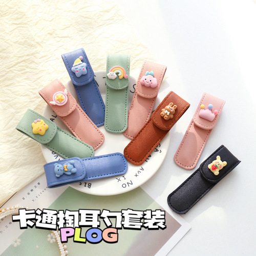 Cute Cartoon Ear Pick Spiral Ear Pick Home Ear Cleaner Stainless Steel Ear Picking Tool 6-piece Set