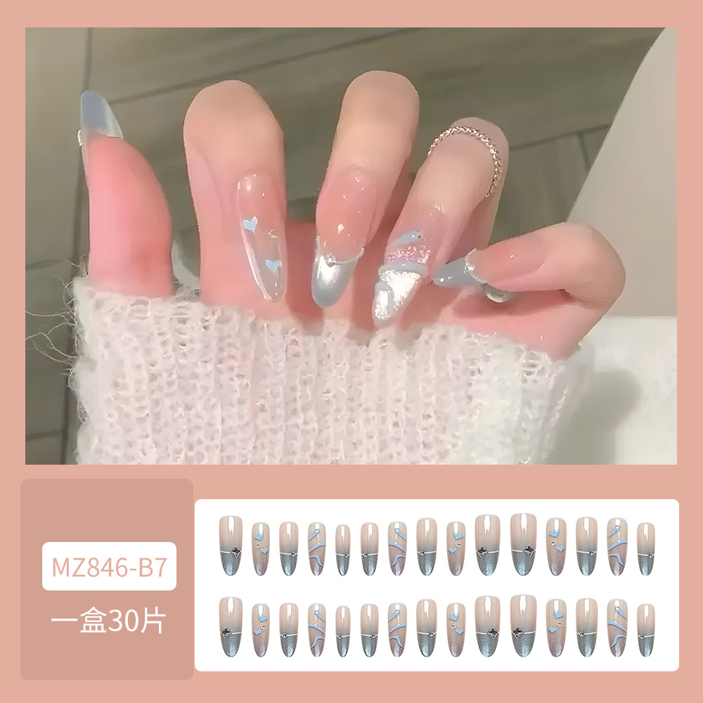 Parche de uñas postizas, uñas francesas europeas y americanas, uñas de uñas de uñas de uñas de diamantes de uso transfronterizo, productos terminados al por mayor de nails