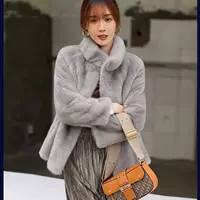 Mink‑style fur coat, loose fit long‑sleeve, rabbit‑hair trim, lightweight (2024)