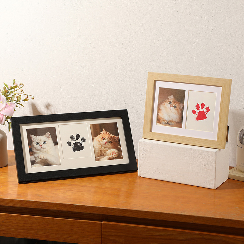 Cross-Border Pet Paw Print Commemorative Photo Frame Display Stand with No-Wash Ink Pad for Cat and Dog Paw Prints, Framed Gift Souvenir Cross-Border Pet Paw Print Commemorative Photo Frame Display Stand with No-Wash Ink Pad for Cat and Dog Paw Prints, Framed Gift Souvenir