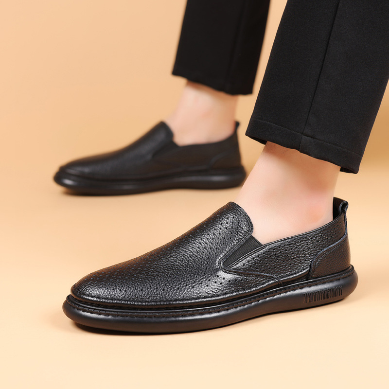 Piel de vaca de primera capa de verano nuevos hombres sandalias de cuero huecos zapatos con agujeros transpirables zapatos casuales para hombres zapatos de cuero zapatos para hombres