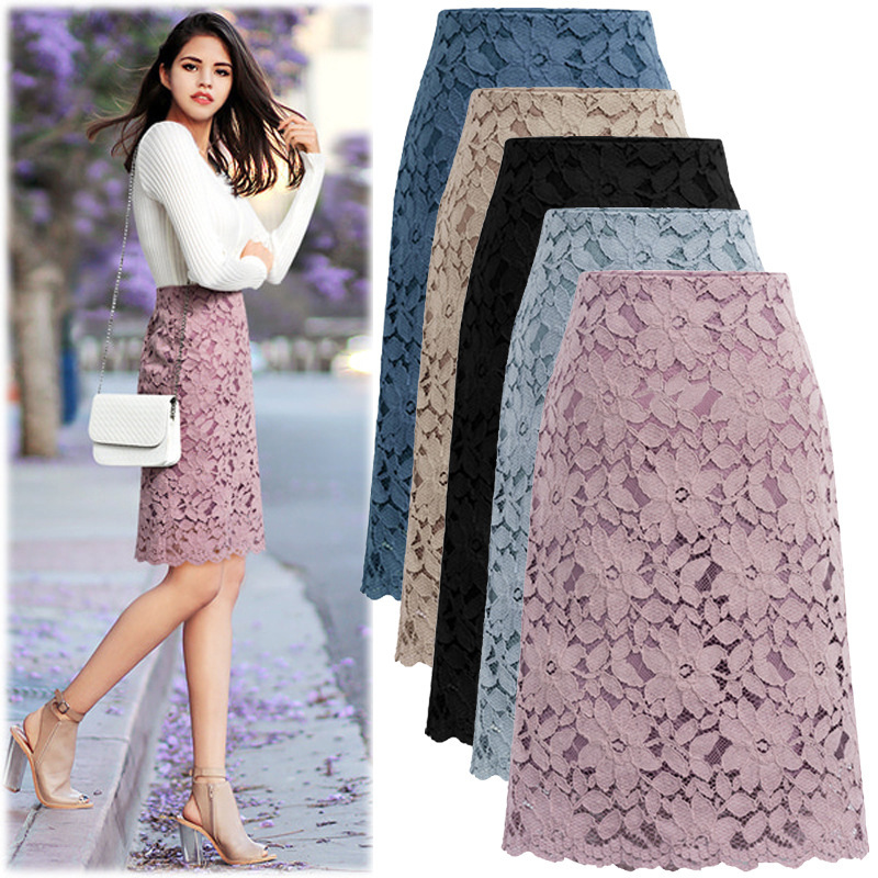 summer lace solid color colored skirt