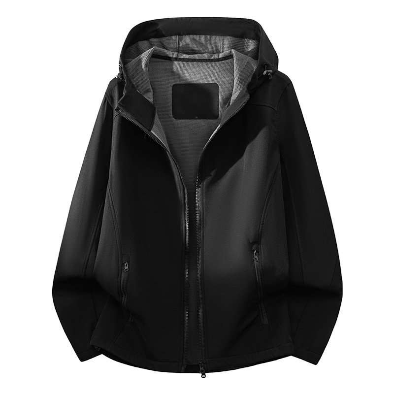 Men's Single-Pull Soft Shell Jacket, Men's Jacket, Men's Neutral Style Outdoor Jacket, Men's Waterproof Outerwear, Three-Proof Solid Color Jacket