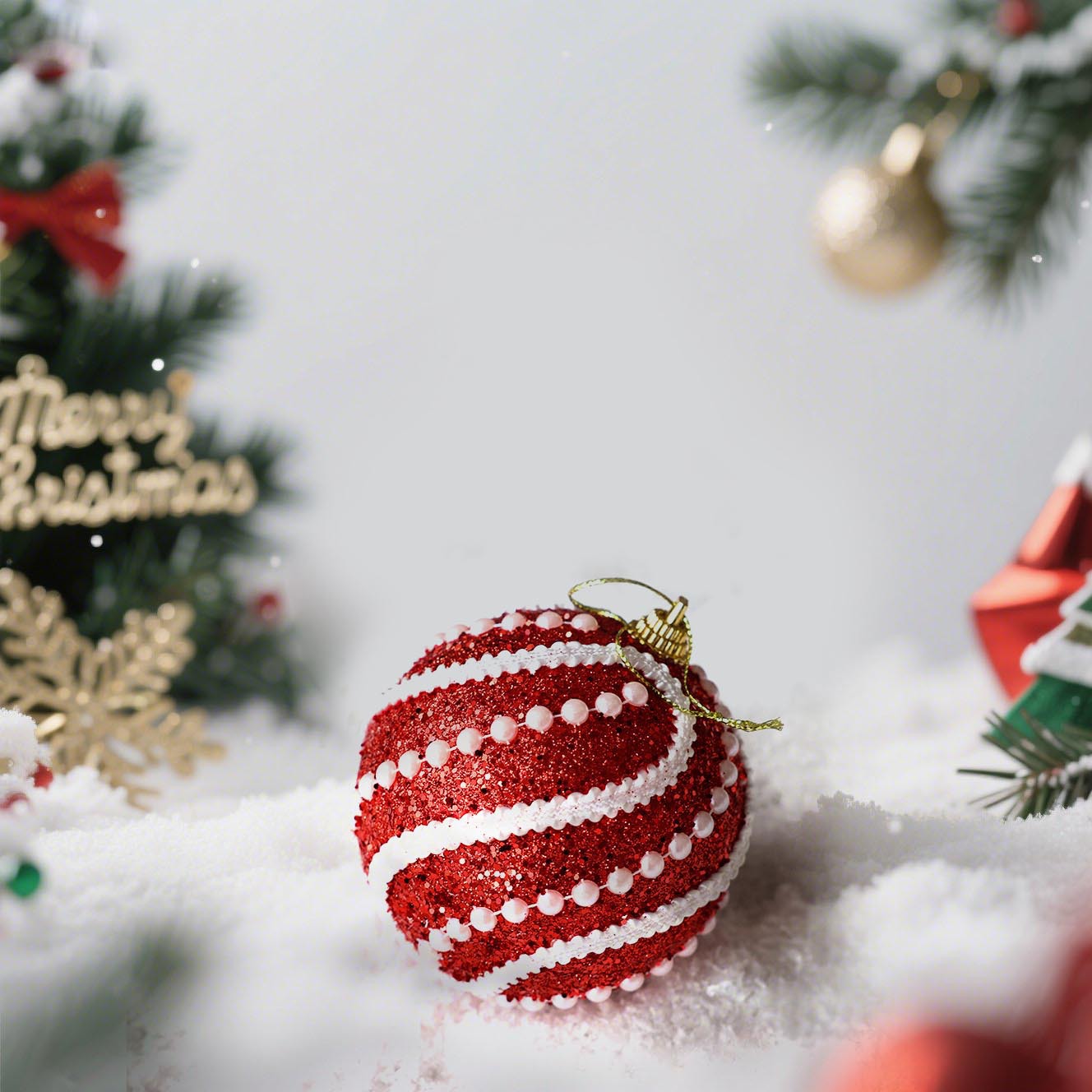 8CM espuma de perla hecha a mano bola de Navidad set colgante decoración de árbol de Navidad colgar bola