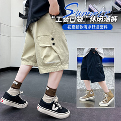 夏季新休閒短褲中大男童男孩寬鬆工裝褲童裝兒童褲子童褲潮酷個性