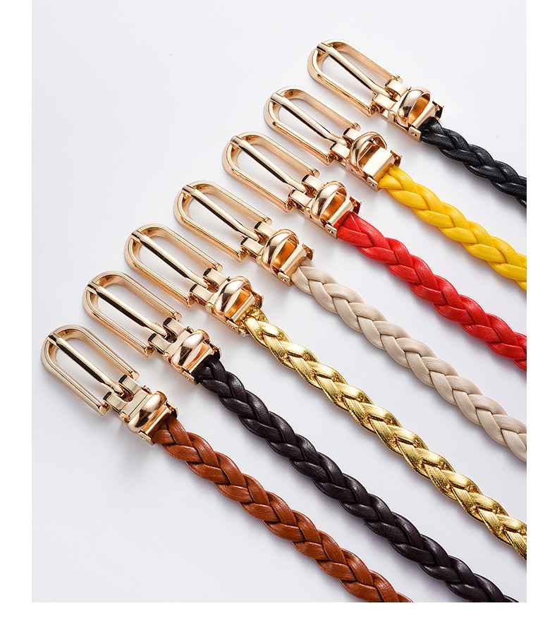 Nuova cintura intrecciata decorativa annodata in stile coreano alla moda da donna, piccola cintura color caramella, cintura con fibbia a clip semplice e personalizzata_voghion.com