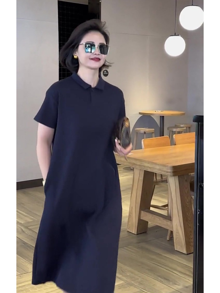 Váy liền polo tôn dáng che bụng cho nàng mập mẫu mới mùa hè FL231467 — Màu xanh navy, Màu cà phê, Màu tím chi tiết 13