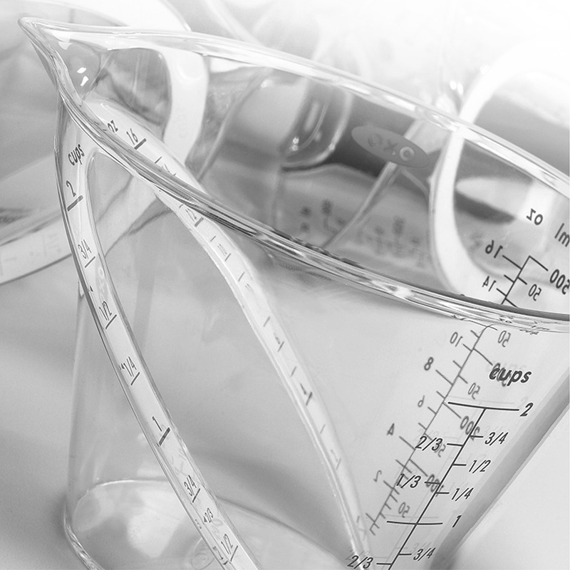 Multi-ángulo de fácil vista taza de medición herramienta de medición con escala hogar hornear herramienta peso estándar ml taza de medición transparente cuerpo