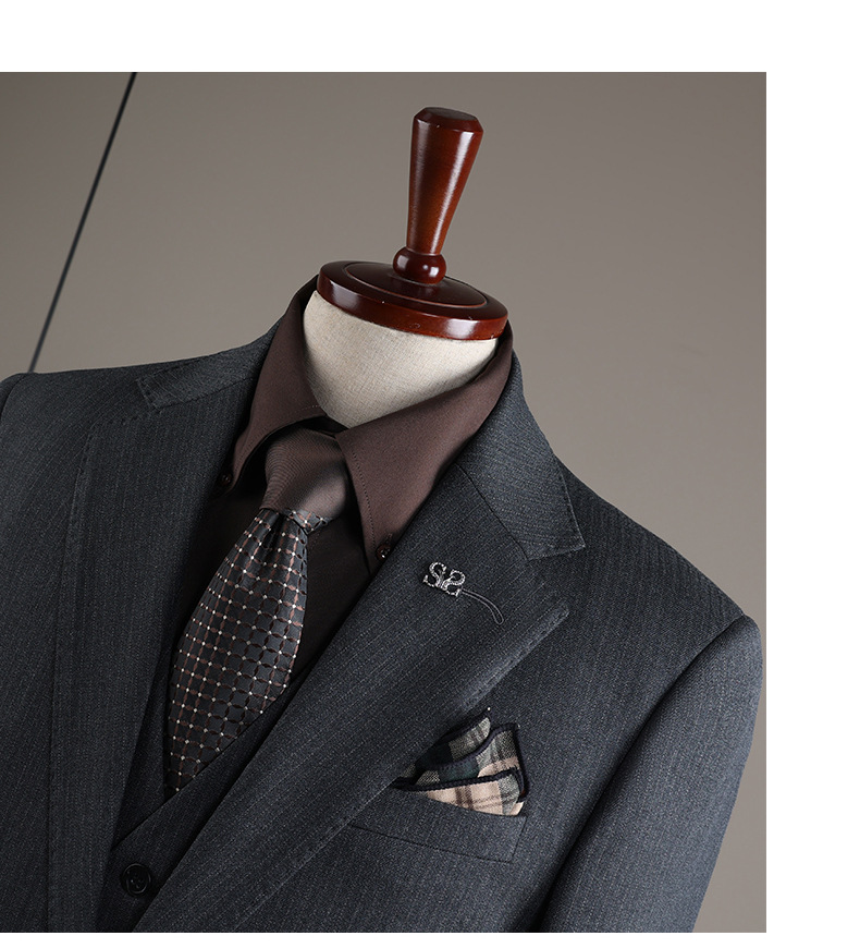 Herren Anzug Gestreift Elegant Business Schlanke Passform_voghion.com
