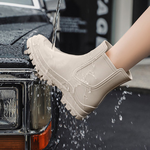 South Korea's 2025 Cross-Border New Chelsea Women's Rain Boots Plastic Waterproof Shoes Outdoor Lightweight Water Shoes Non-Slip Rubber Shoes