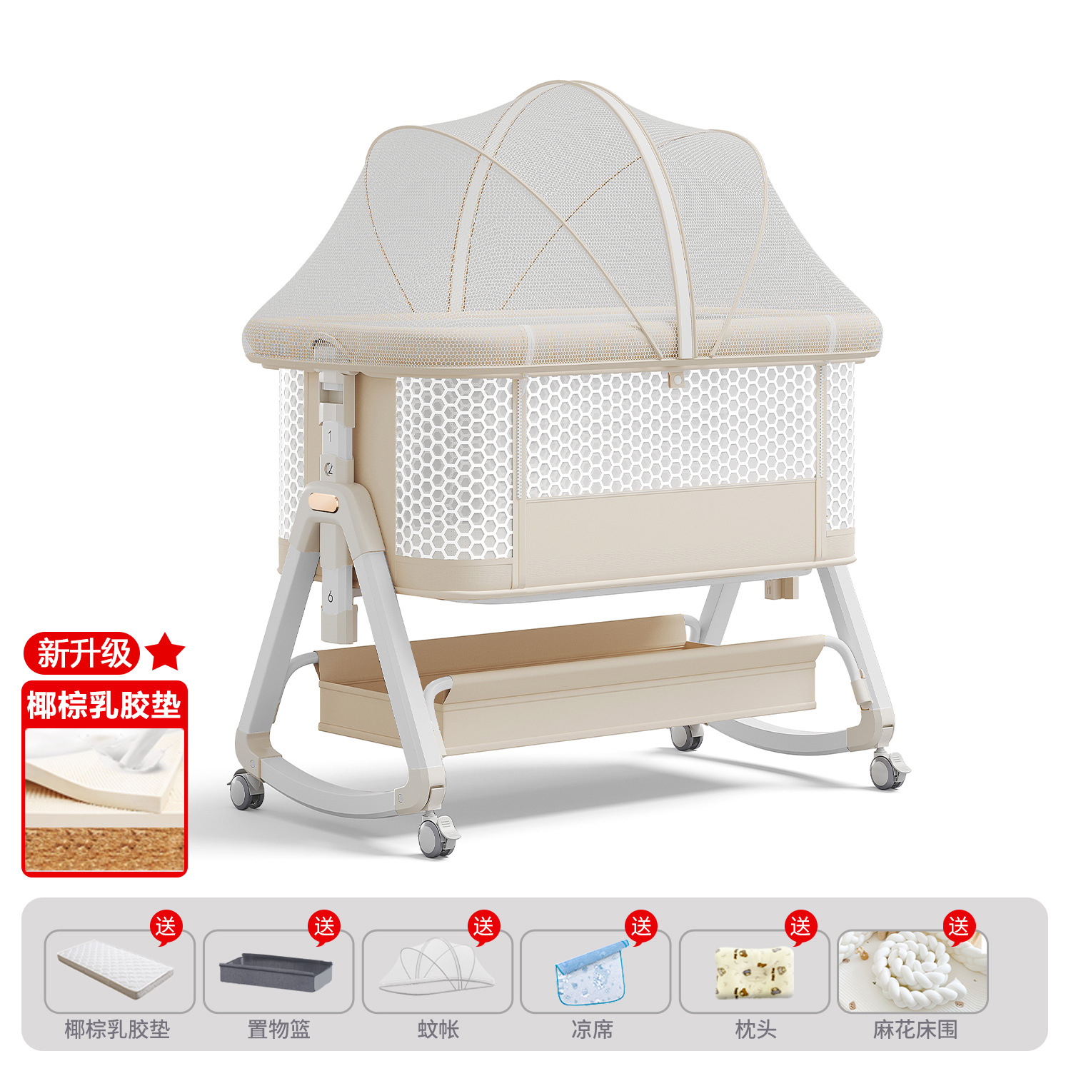 Cama de bebé móvil portátil cuna cama plegable multifuncional BB cama para recién nacidos empalme cama grande