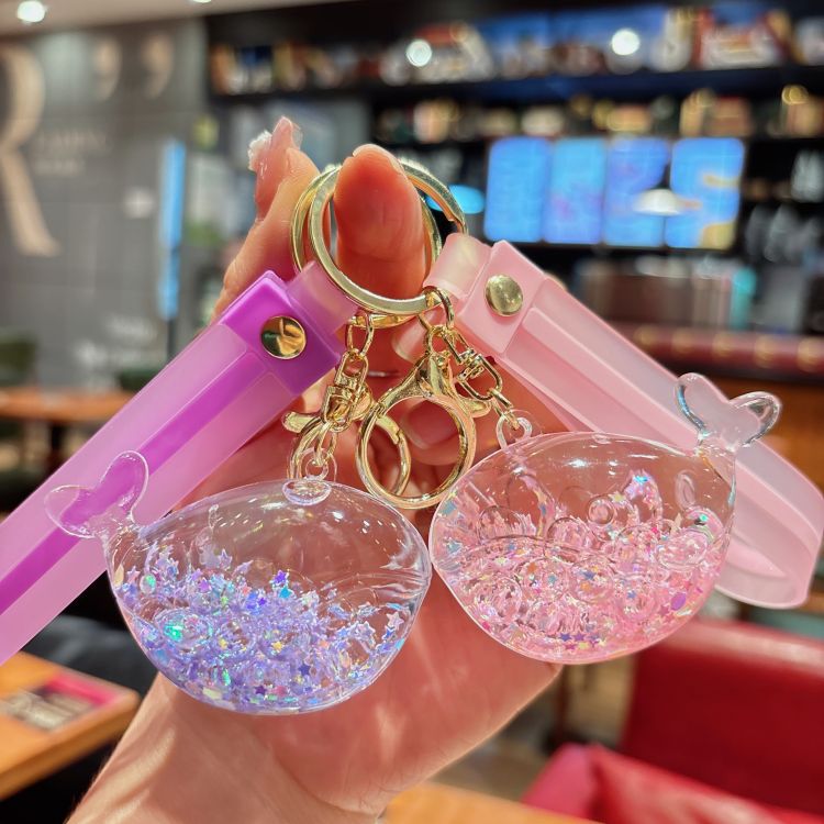 Creative Bubble Bead Whale Liquid Sand Bottle Cute Exquisite Backpack Pendant Keychain Small Gift_voghion.com