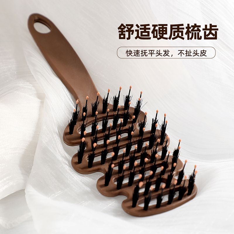松塔猪鬃护发梳蓬松猪鬃毛松塔梳按摩梳家用防静电顺发美发排骨梳|undefined