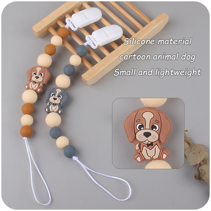 Bebé chupete cadena bebé creativo de dibujos animados animal perro silicona mordedura cadena anti-gota Nuevo