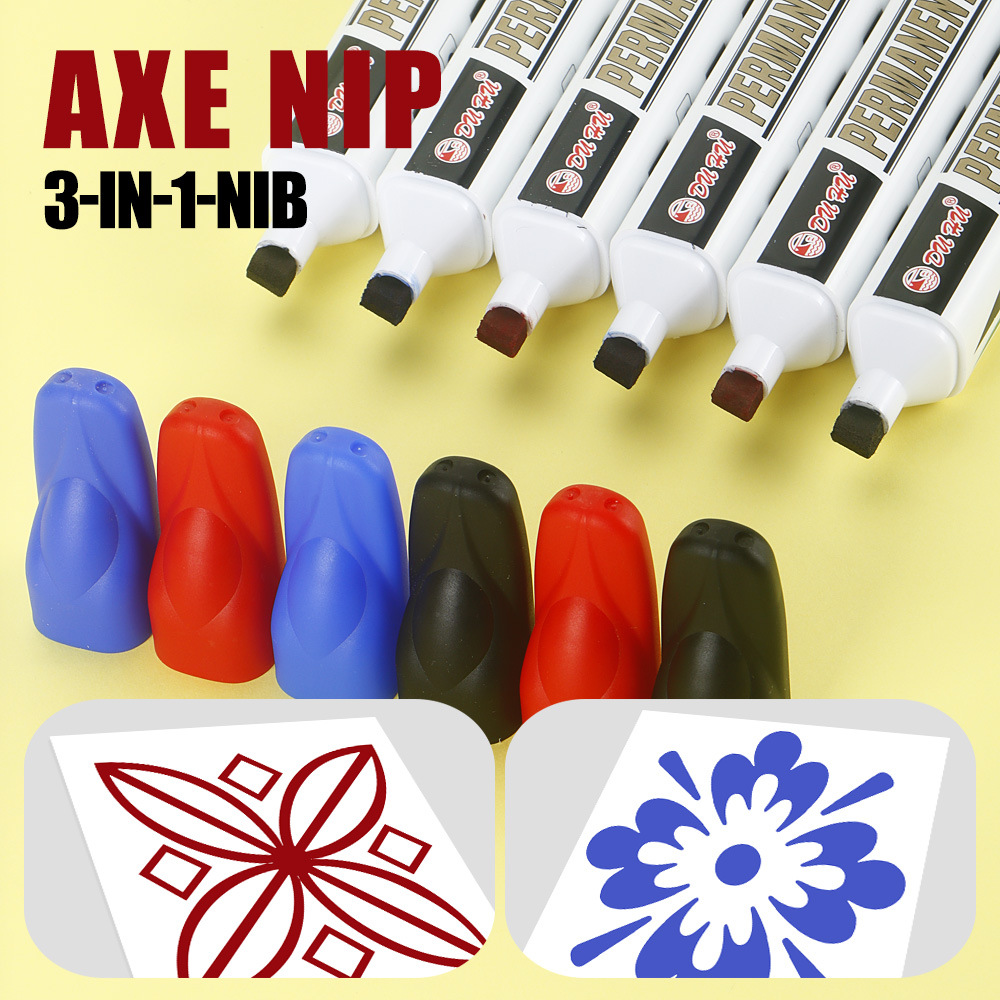 Transfronterizos calientes de tres colores de gran cabeza de marcado de secado rápido caja impermeable de gran capacidad de aceite de cabeza plana marcado al por mayor