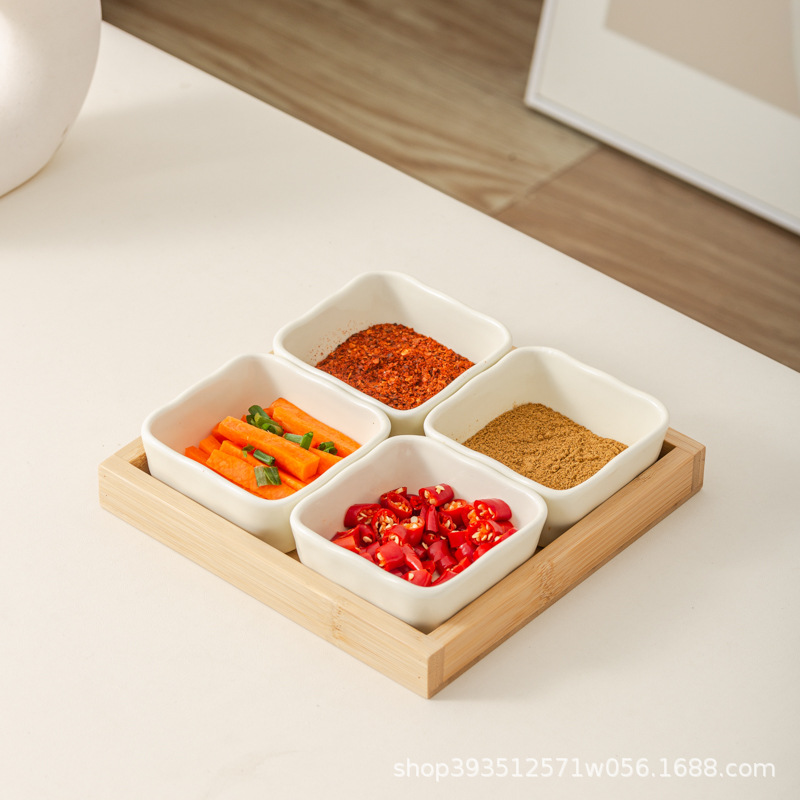 우유 노란색 4 그리드 로그 플레이트