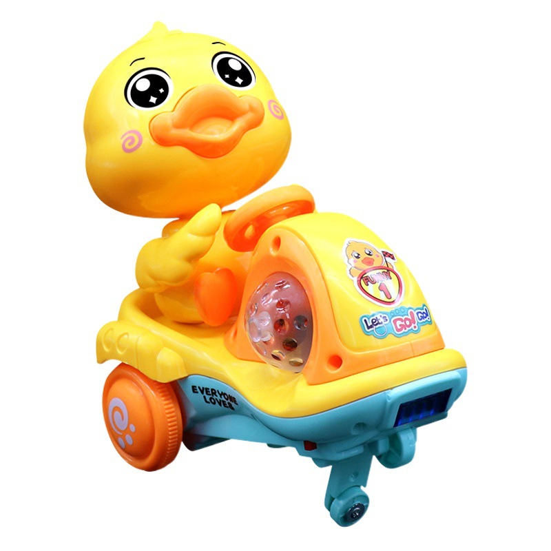 Coche del truco del pato lindo eléctrico que gira el coche del oscilación del pequeño pato de la historieta con los juguetes al por mayor puestos ligeros de la música