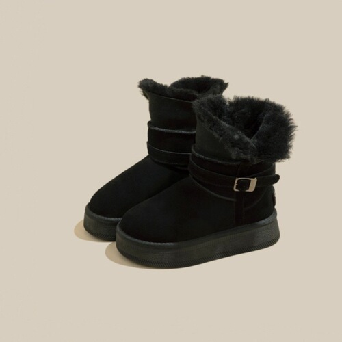 Insulated warm mouth thick sole mid-calf snow boots for women 2025 winter new plush lined thick padded Northeast cotton shoes