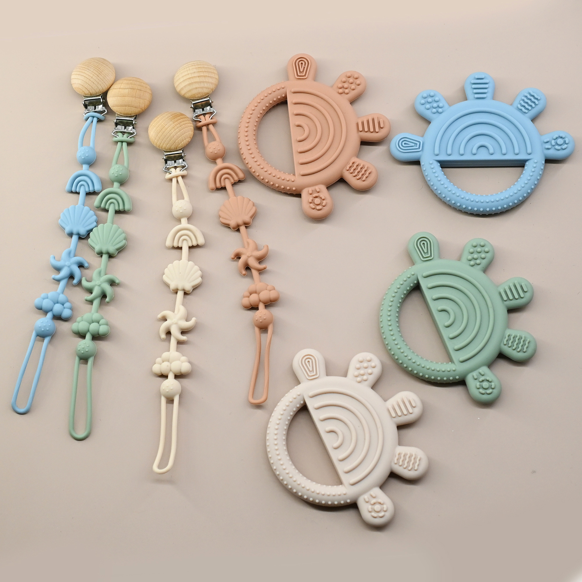 Nuevo juguete de dibujos animados para bebés, mordida y mordida, patrón de cinco dedos, mordedor calmante, mordedor para bebés de grado alimenticio