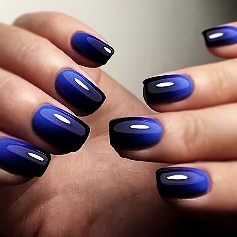 Cross-border Short Gradient Blue and Black Wear Nail Art Patch with Removable Nail Piece False Nail Art nails Cross-border Short Gradient Blue and Black Wear Nail Art Patch with Removable Nail Piece False Nail Art nails