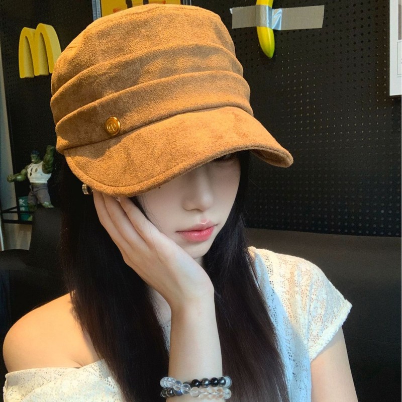 日系褶皱鸭舌贝雷帽女春秋薄款文艺复古马术帽子舒适显脸小报童帽|undefined