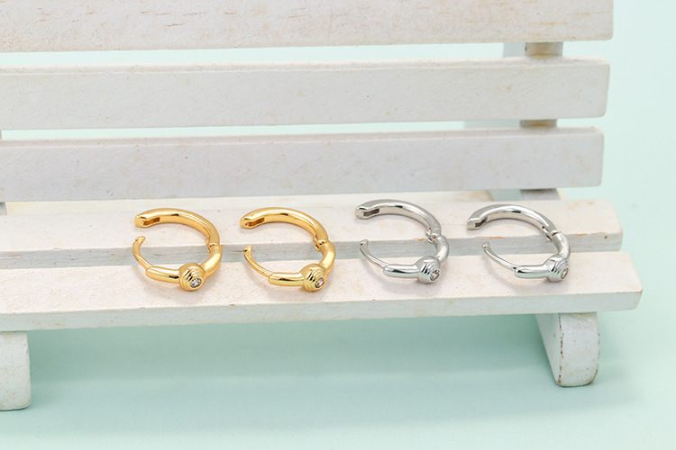 Copper Ear Needle Material 18K Real Gold Plated, Platinum Plated Plating Material Geometric Plating Metal Zircon Copper Earrings