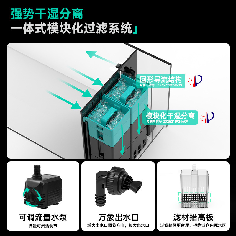 BESSN血脉觉醒宽境2025新款侧滤鱼缸客厅桌面贝森金晶五线超白缸|undefined