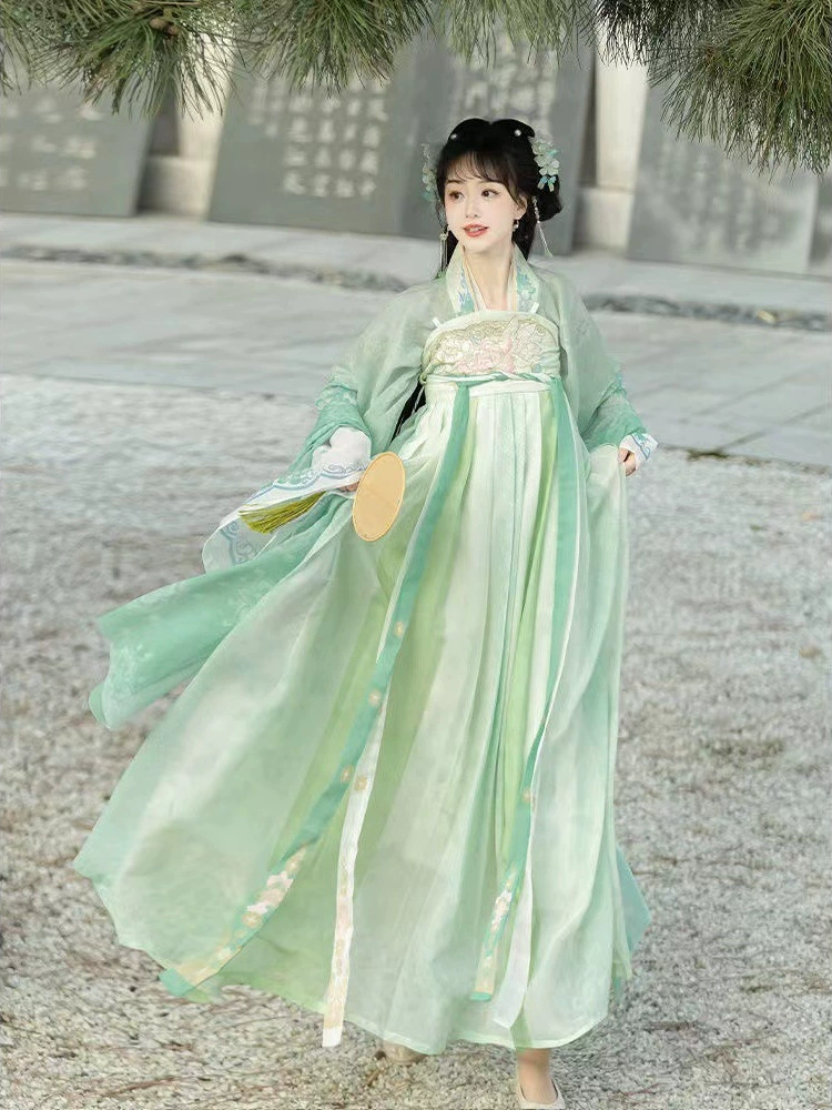 Бегония, женская модель Hanfu, модель цветения, тангская юбка, вышивка, весна, лето и осень
